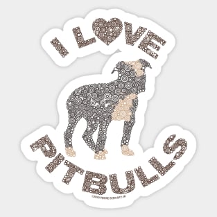 I LOVE PITBULLS Dog Lover Circle Design Sticker